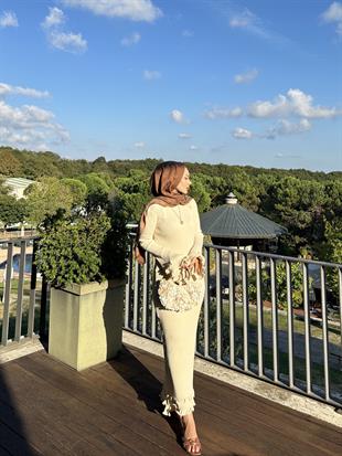 Vanora Triko Elbise Bej