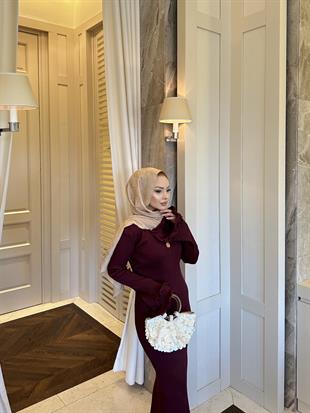 Vanora Triko Elbise Bordo