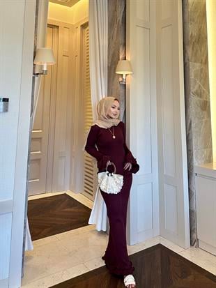 Vanora Triko Elbise Bordo