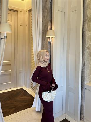 Vanora Triko Elbise Bordo