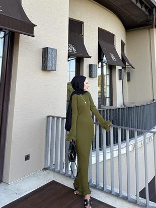 Vanora Triko Elbise Haki