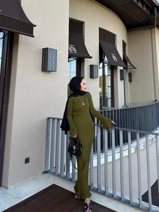 Vanora Triko Elbise Haki