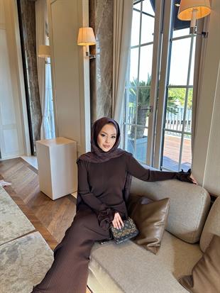 Vanora Triko Elbise Kahve