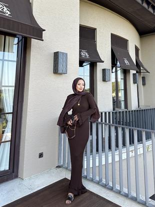 Vanora Triko Elbise Kahve