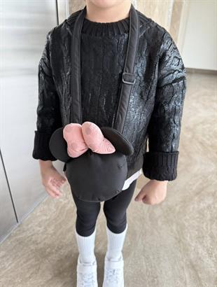 Varaklı Çocuk Kazak Siyah 