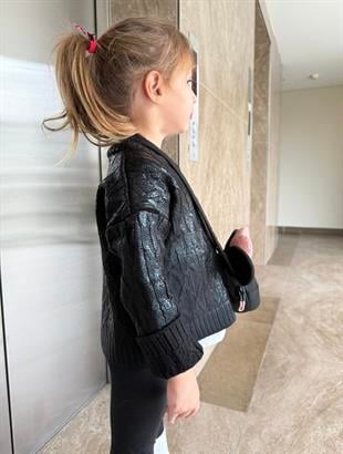 Varaklı Çocuk Kazak Siyah 