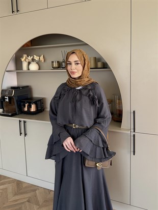 Vela Fırfırlı Etek Takım Antrasit (4456)
