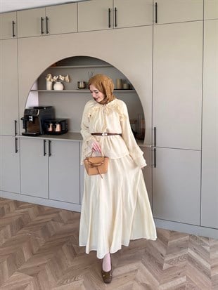 Vela Fırfırlı Etek Takım Sarı (4456)