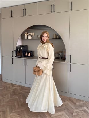 Vela Fırfırlı Etek Takım Sarı (4456)