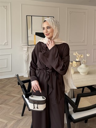 Veloura Asimetrik Pantolon Takım Acı Kahve (8041)