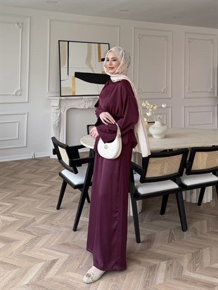 Veloura Asimetrik Pantolon Takım Bordo (8041)