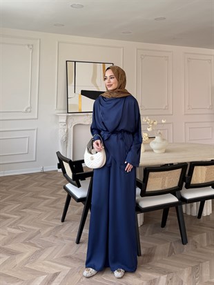 Veloura Asimetrik Pantolon Takım Lacivert (8041)