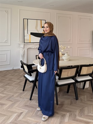 Veloura Asimetrik Pantolon Takım Lacivert (8041)