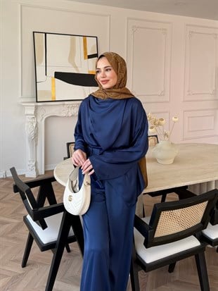 Veloura Asimetrik Pantolon Takım Lacivert (8041)