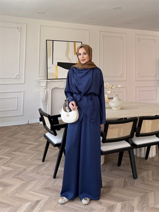 Veloura Asimetrik Pantolon Takım Lacivert (8041)
