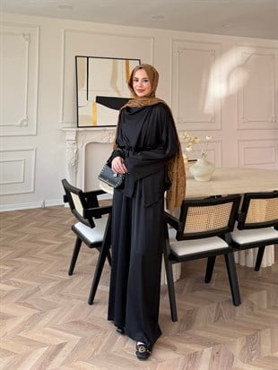 Veloura Asimetrik Pantolon Takım Siyah (8041)