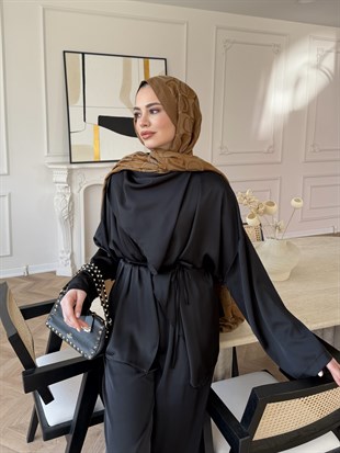 Veloura Asimetrik Pantolon Takım Siyah (8041)