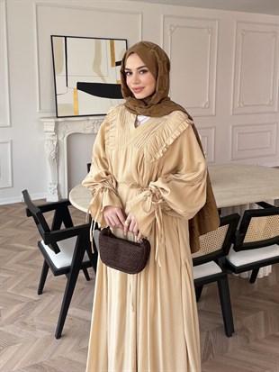 Vensya Kuşaklı Elbise Bej (1859)