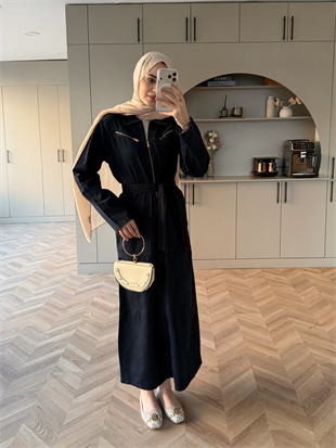 Veronika Fermuarlı Kot Elbise Lacivert (5363)