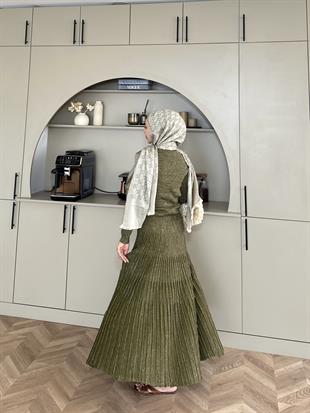 Vienna Simli Triko Elbise Haki