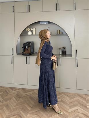  Vienna Simli Triko Elbise Lacivert