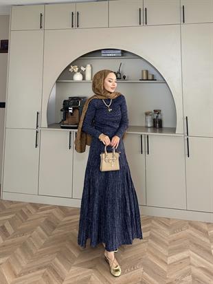  Vienna Simli Triko Elbise Lacivert