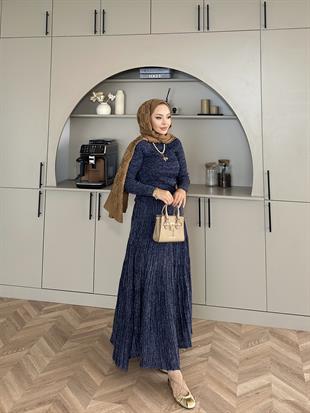  Vienna Simli Triko Elbise Lacivert