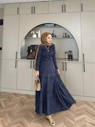  Vienna Simli Triko Elbise Lacivert