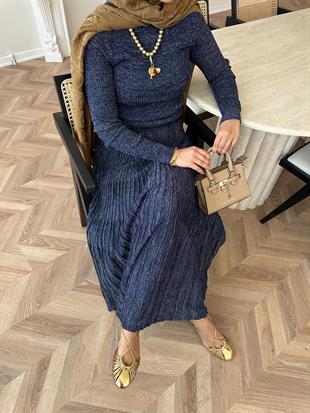  Vienna Simli Triko Elbise Lacivert