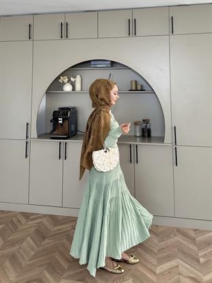 Vienna Simli Triko Elbise Su Yeşili