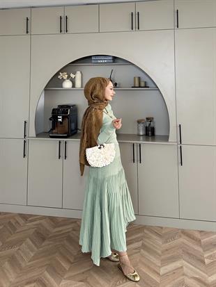 Vienna Simli Triko Elbise Su Yeşili