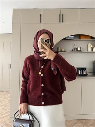 Vina Angora Hırka Bordo
