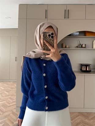 Vina Angora Hırka Saks Mavisi