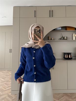Vina Angora Hırka Saks Mavisi