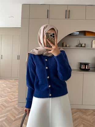 Vina Angora Hırka Saks Mavisi