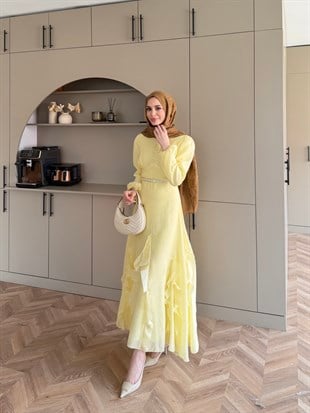 Visal Fırfırlı Elbise ButterYellow (26173)