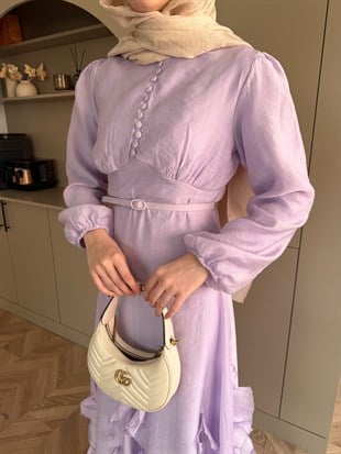 Visal Fırfırlı Elbise Lila (26173)