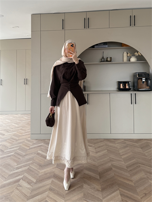 Visor Önü Düğmeli Gömlek Acı Kahve 