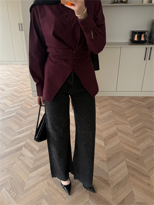 Visor Önü Düğmeli Gömlek Bordo