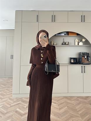 Wayne Triko Elbise Acı Kahve