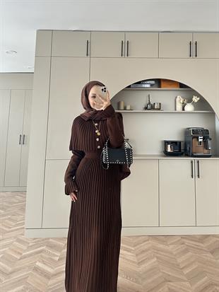 Wayne Triko Elbise Acı Kahve