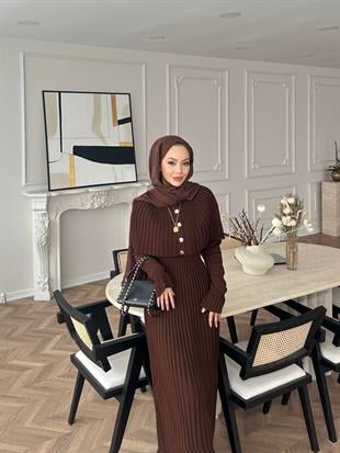 Wayne Triko Elbise Acı Kahve