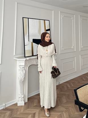 Wayne Triko Elbise Bej