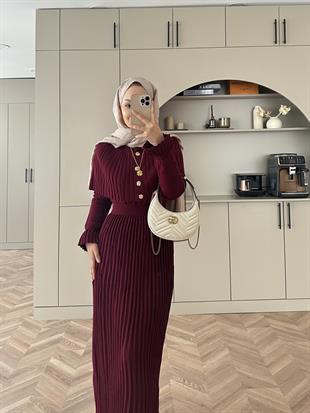 Wayne Triko Elbise Bordo