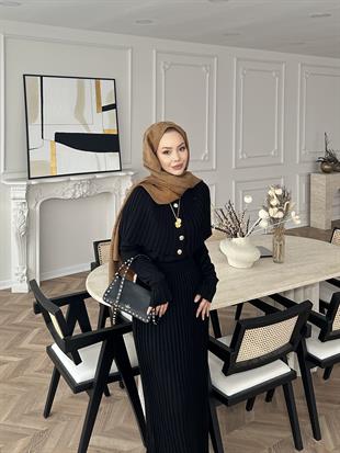 Wayne Triko Elbise Siyah