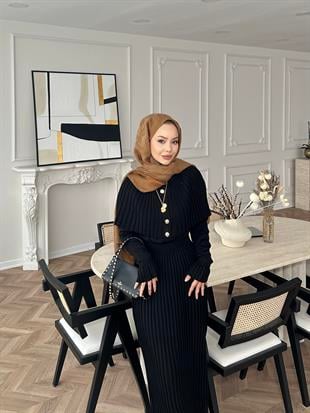 Wayne Triko Elbise Siyah