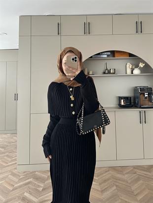 Wayne Triko Elbise Siyah