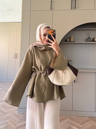 Wear Geniş Yaka Bluz Haki (5556)