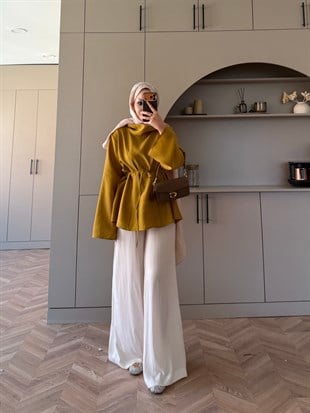 Wear Geniş Yaka Bluz Hardal (5556)