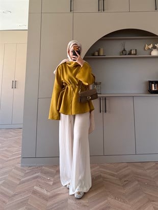 Wear Geniş Yaka Bluz Hardal (5556)